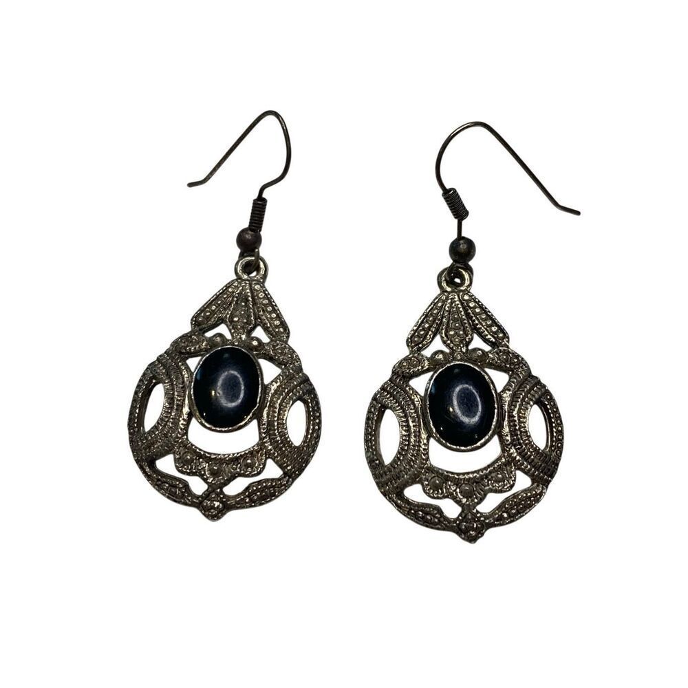 Silver Tone Vintage Drop Earrings Classic Minimalist Jewelry Everyday 1 Inch